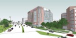 This architectural rendering shows the view looking toward the southeast
corner of Children’s Hospital Boston’s proposed 2 Brookline Place medical and office building in Brookline, Mass.
Rendering courtesy of Children’s Hospital Boston