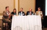 The recent InterFace Medical Office Dallas conference featured a panel
that included (from left to right) Howard Wall III of Capella Healthcare, Julia
Ingram Fetzer of Christus Health, Jon Sullivan of Texas Health Resources,
Jeffrey Land of Catholic Healthcare West, and Nicholas Bonrepos of Tenet
Healthcare Corp.
Photo courtesy of InterFace Conference Group