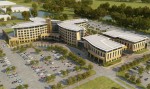 The Silver Cross replacement hospital campus is under construction in New
Lenox, Ill. A future medical services building being developed by Denverbased NexCore Group will be part of the 76-acre campus.
Rendering courtesy of Silver Cross Hospital