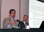 Neil Kunkel of LifePoint Hospitals (left) and John Claybrook of Waller
Lansden provided an update on the Stark Law and Anti-Kickback Statute
during the recent InterFace Healthcare Real Estate conference in New York.
HREI™ photo
