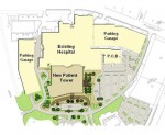 Baylor Health Care System plans to develop a $100.5 million, five story, 165,741 square foot patient tower at its Grapevine, Texas, campus.
Site plan courtesy of Baylor Health Care System