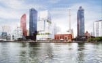 Manhattan’s skyline is slated to gain a nice addition: a 21-story outpatient facility (center) for Memorial Sloan-Kettering Cancer Center. Connected to it would be the 16-story Hunter College Science and Health Professions Center. (Rendering courtesy of Memorial Sloan-Kettering)