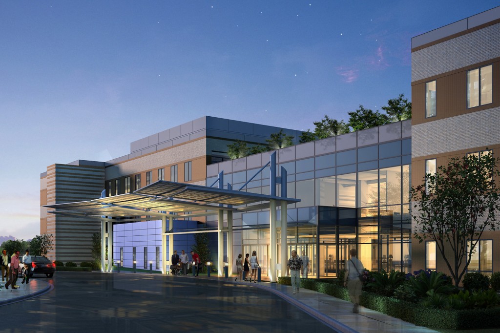 Large multi-specialty facilities like this four-story, 280,000 square foot VA Healthcare Center being developed by Lend Lease in Kernersville, N.C., represent one approach to off-campus outpatient real estate development strategy. But providers and developers are also exploring a range of other options. (Rendering courtesy of Lend Lease) 