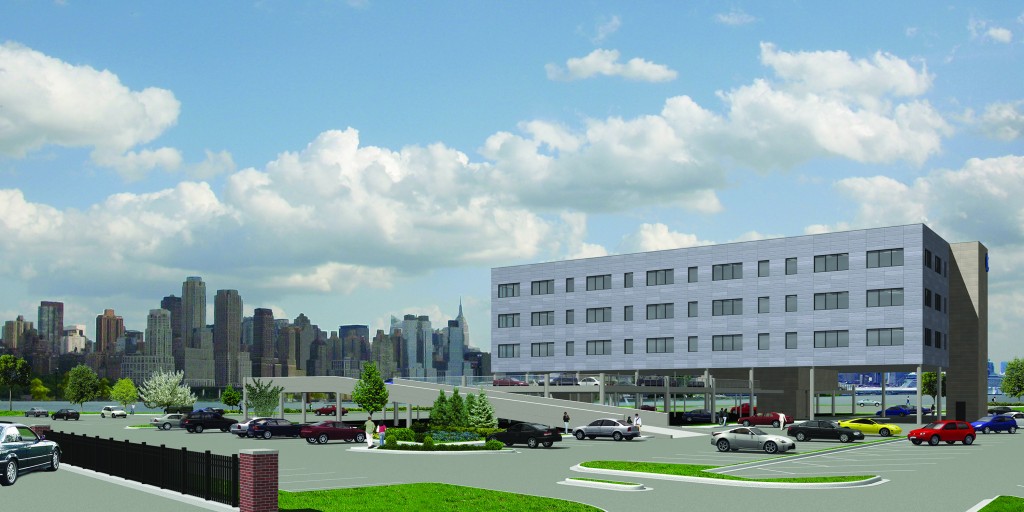 Palisades Medical Center and Duke Realty recently broke ground for a new three-story, 57,000 square foot Ambulatory Service Building in North Bergen, N.J., which will offer a wide variety of ambulatory and specialty healthcare services.  Rendering courtesy of Duke Realty