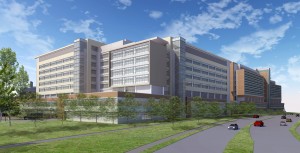 Construction for a $400 million, 521,000 square foot expansion of the University of Florida (UF) Shands Cardiovascular Neuro-science Hospital in Gainesville, Fla., is on track to begin this fall or winter. Plans call for 216 beds and 20 operating rooms. Rendering courtesy of UF Shands