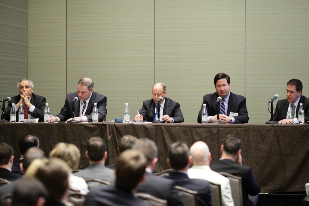 A recent BOMA MOB conference panel included (from left to right): Jeff Cooper of Savills, Tony Helton of Cleveland Clinic, David Johnson of BMO Capital Markets, Vince Cozzi of Ventas and moderator Peter Volas of Cleveland Clinic. Photo courtesy of BOMA 