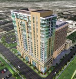 The $73.25 million, 23-story, 325,000 square foot River Tower at Trinity Terrace in Fort Worth, Texas, is the largest of four independent living projects Pacific Retirement Services plans to develop or expand on its CCRC campuses this year.
Rendering courtesy of Pacific Retirement Services