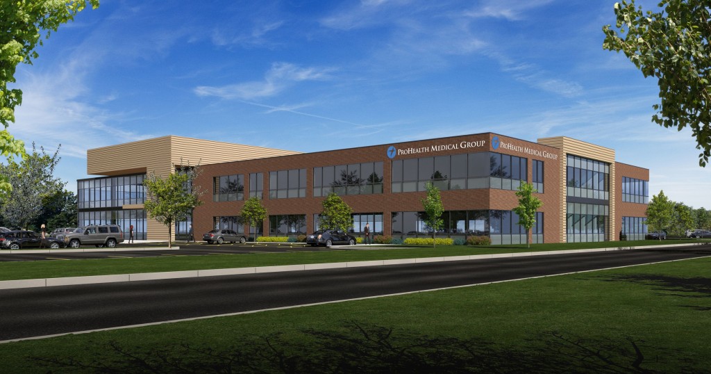 ProHealth Care will move its Brookfield clinic into a new building to be built in The Corridor development. (Rendering courtesy of Irgens)