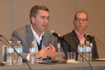 Rendina President Steve Barry (left) comments during a panel discussion at the 2019 BOMA MOBs + Healthcare Real Estate Conference in Minneapolis May 2. He was joined by Lee Nester of CaroMont Health (right), as well as Steven Chyung of SCL Health and Kyle Arnold of CBRE (not pictured).