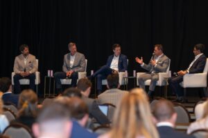 The “Capital Markets” panel discussion during the BOMA Medical Real Estate Conference April 30 included (from left to right): Joe Magliochettiof Remedy Medical Properties, Jon Lewin of MedCraft, moderator Brannan Knott of CBRE, Peter Volas of Cleveland Clinic and Aashik Rao of Fengate Asset Management.
Photo courtesy of BOMA