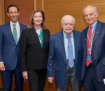 (Photo left to right): Dr. Benjamin Ebert, Alicia Verity, John L. Harrington, and Josh Bekenstein